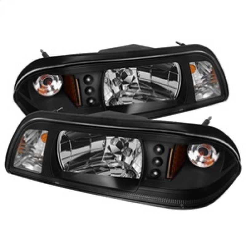 Spyder Ford Mustang 87 - 93 1PC LED (Replaceable LEDs)Crystal Headlights Black HD - YD - FM87 - 1PC - LED - BK - R70オートパーツ【公式】