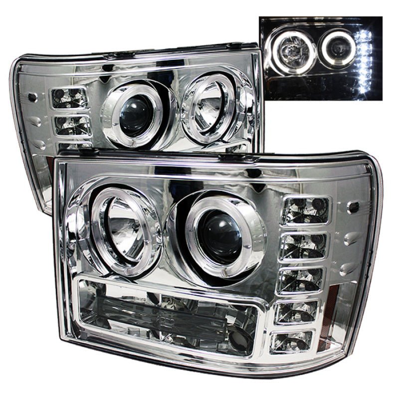 Spyder GMC Sierra 1500/2500/3500 07 - 13 Projector Headlights LED Halo - LED Chrome PRO - YD - GS07 - HL - C - R70オートパーツ【公式】