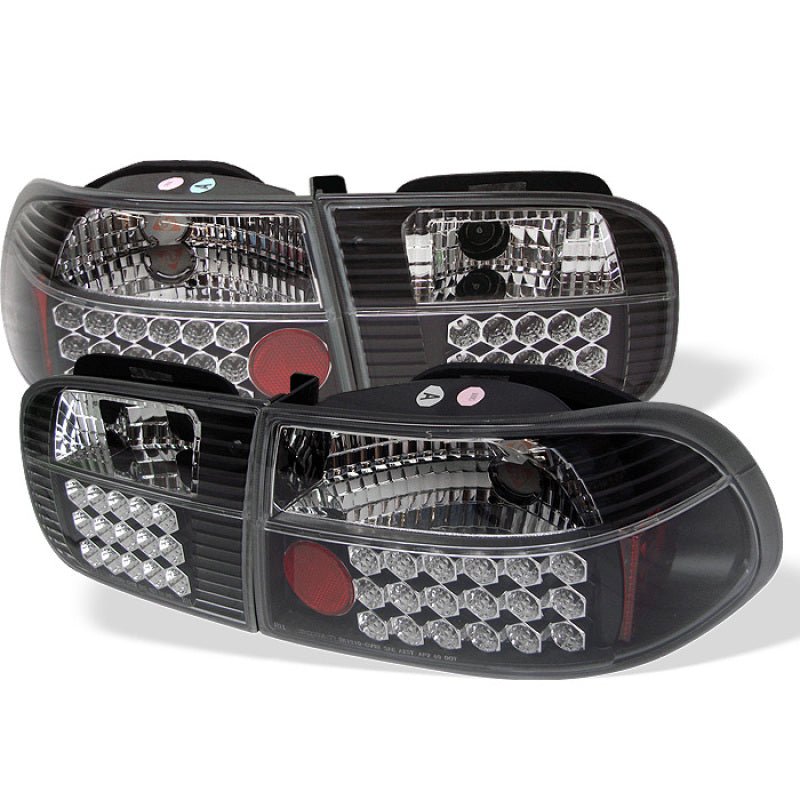 Spyder Honda Civic 92 - 95 3DR LED Tail Lights Black ALT - YD - HC92 - 3D - LED - BK - R70オートパーツ【公式】