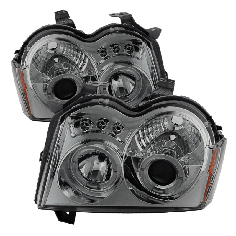 Spyder Jeep Grand Cherokee 05 - 07 Projector Headlights LED Halo LED Smke PRO - YD - JGC05 - HL - SMC - R70オートパーツ【公式】