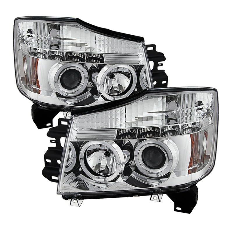 Spyder Nissan Titan 04 - 14/Armada 04 - 07 Projector Headlights LED Halo LED Chrm PRO - YD - NTI04 - HL - C - R70オートパーツ【公式】