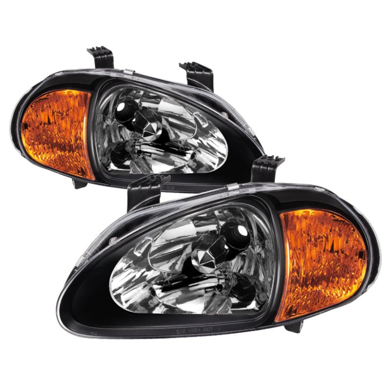 xTune Honda Del Sol 93 - 97 1Pc Amber Crystal Headlights Black HD - ON - HDEL93 - 1P - AM - BK - R70オートパーツ【公式】